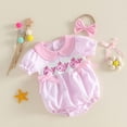 thumbnail image 4 of Wxirdiow Baby Summer Outfit Baby Girl Birthday Outfit Lace Fly Sleeve Romper Backless Bodysuit Headband Cake Smash Outfit Pink Size,0-3 Months, 4 of 8