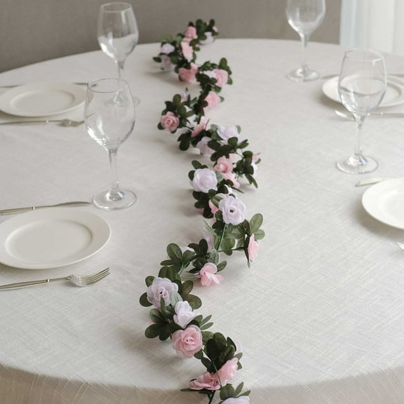 BalsaCircle 2 Blush Dusty Rose Artificial 8 feet Silk Roses Mini Artificial Flowers Vine Garlands Wedding Party Centerpieces