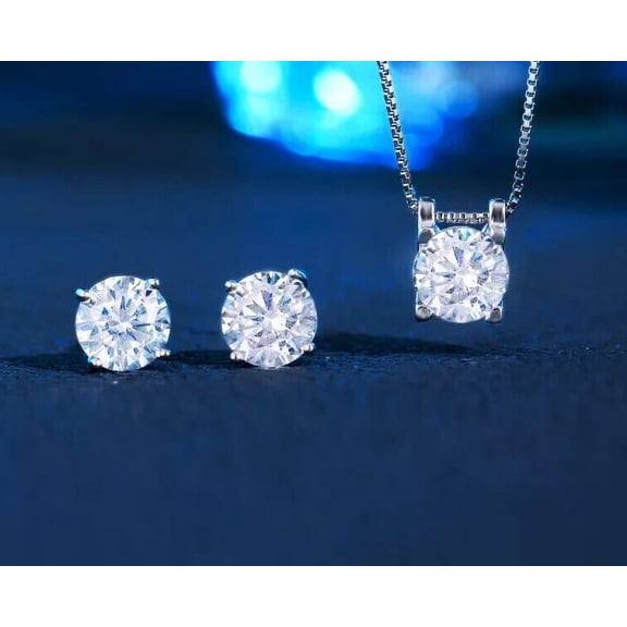 8MM 2Ct Round Cut Lab Created Diamond Fancy Jewelry Set 14K White Gold Plated