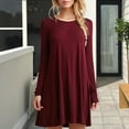 thumbnail image 6 of BAETEUY Women Dress Round Neck Loose Long Sleeves A-line Mini Dress, 6 of 7