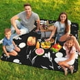 thumbnail image 7 of Black And White Ink Flower Outdoor Picnic Blanket, Foldable Waterproof Beach Mat, Portable Beach Blanket for Beach Camping, Hiking, Family Concerts, 7 of 7