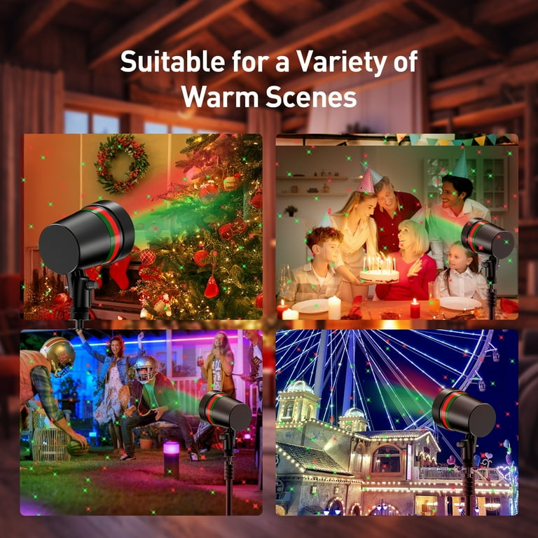 Buiten Kerst Projector Lichten, Afstandsbediening Buiten Bewegende Projector Rood & Groen Patroon Automatisch Veranderende LED Landschap Licht Yard Decor Xmas Party IP65