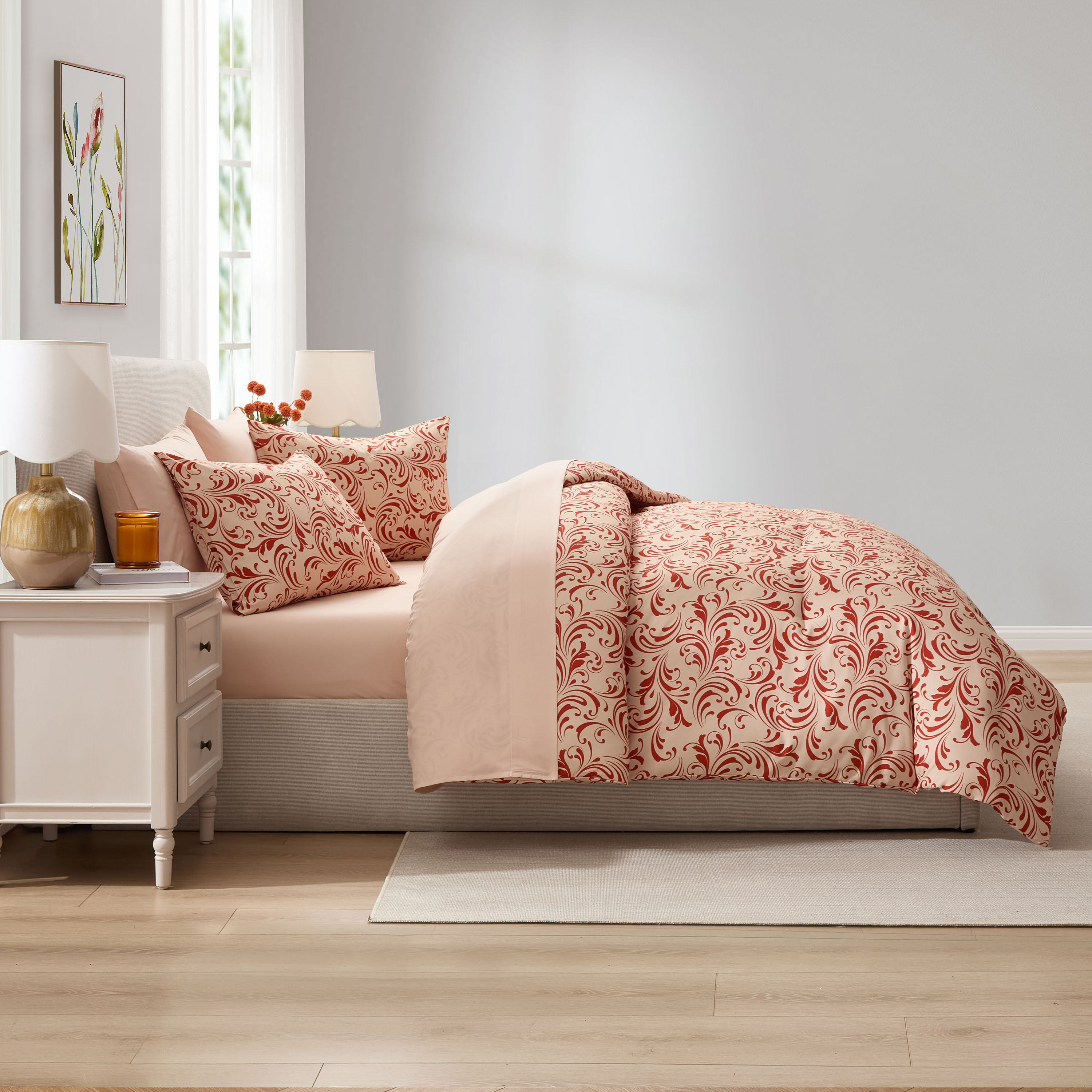 LammaLoe Twin Comforter Sets, 5 Piece Biomorphic Bed in a Bag, Bedding Comforter Set with Sheets, Modern Bed Set, Clay
