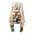 thumbnail image 4 of Hvot&aat Women's Christmas Dress Batwing Long Sleeve Round Neck Hip Skirt Vintage Holiday Party Dress, 4 of 4