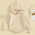 thumbnail image 5 of Baby Rompers Long Sleeve Boys Girls Cotton Hooded Sweatshirt Beige 1-2Years, 5 of 5