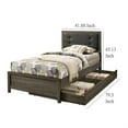 thumbnail image 5 of Meli Twin Size Bed, Button Tufted Upholstery, Dark Gray Solid Wood, 5 of 6