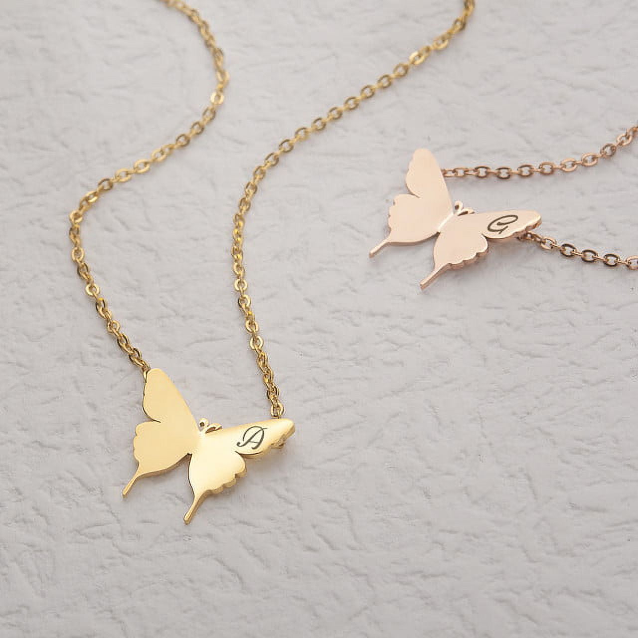Personalized Butterfly Necklace - Personalized Gifts for Girlfriend - Engraved Initial Butterfly Necklace - Anniversary Gift Butterfly Necklace for Wife
