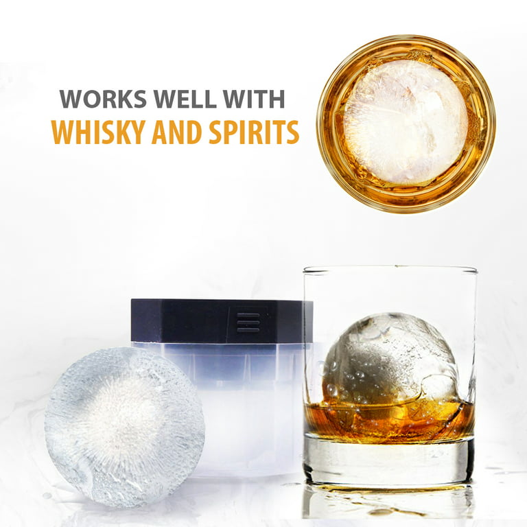 PREMIUM Ice Ball Molds, Round 2.5 Inch Ice Spheres. Stackable Slow Melting  Round Ice Cube Maker for Whiskey and Bourbon (2, Black) 