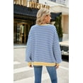 thumbnail image 2 of IDOPIP Oversized Sweatshirt for Women 2024 Fall Crewneck Long Sleeve Color Block Striped Pullover Top, 2 of 8