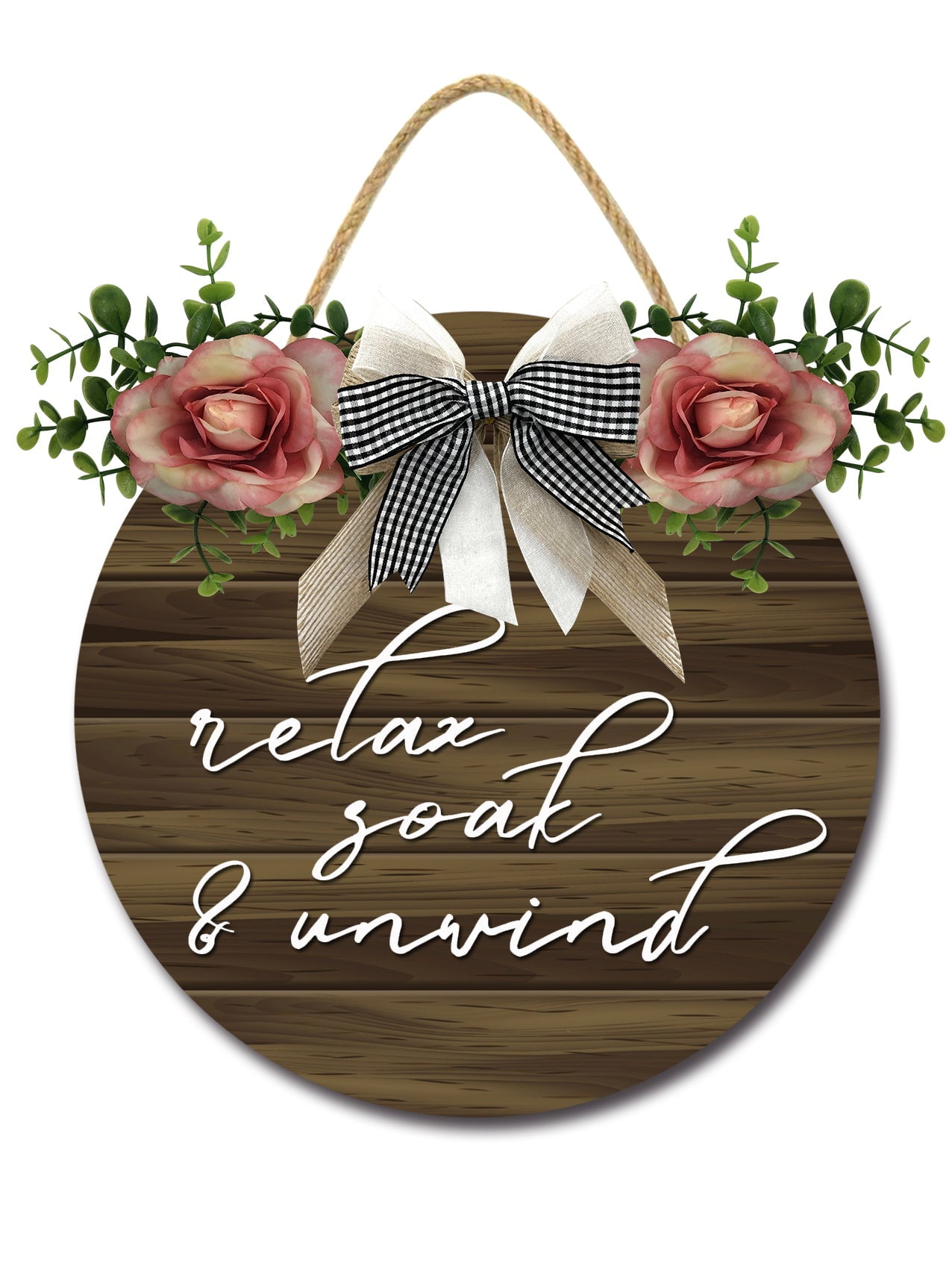 Unwind Sign Eveokoki Relax Soak & Unwind Signs for Bathroom Decor- Modern Farmhouse ...