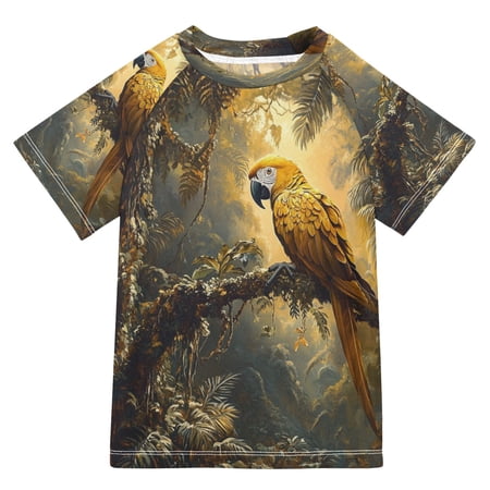YAZAOO Summer T-shirt Sunscreen Jungle Jewel Pattern Swim Tops
