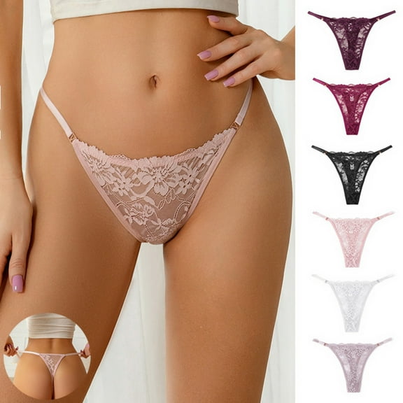 Sakmal Cheeky Underwear Women Lace Plus Size Thong Panties Black Soft Panties for Women L