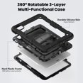 thumbnail image 2 of Case for iPad Pro 11 Inch (M4 2024/M5 2025) with Screen Protector, 360 Degree Rotating Kickstand Hand Strap Heavy Duty Shockproof Cover with Shoulder Strap, Black, 2 of 7