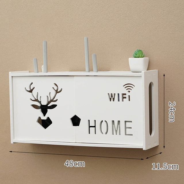 Large Wireless Router Rack Living Room Wall-Mounted WiFi Storage Box Decoration