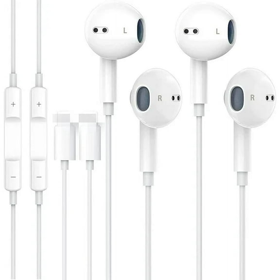2 Packs for iPhone Headphones Wired Earbuds Earphones Nosie Reduction Built-in Microphone & Volume Control Headsets Compatible with iPhone 14/13/12/11/XR/XS/X/8/7/SE/Pro/Pro Max