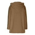 thumbnail image 3 of Olyvenn Women Fleece Jacket Coat Button Up Sherpa Jacket with Hood Y2K Side Split Open Front Cardigan Coat Warm Winter Coats Coffee XL, 3 of 9