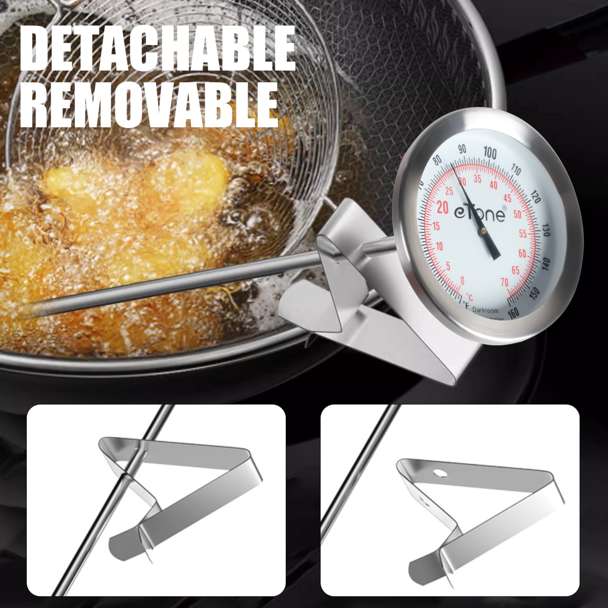 eTone Stainless Steel Instant Read Dial Thermometer and Digital Thermometer Combo Set for Deep Fry & Meat Cooking, Oven Safe, BBQ, Grill, Darkroom