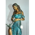 thumbnail image 3 of Nifao Girl with a Bird Bronze Statue – Home Office Decor Sculpture, 7"L x 7"W x 18"H, 3 of 11