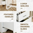 thumbnail image 6 of DreamCurship White Desk with 3 Drawers, 47 inch Home Office Desk with Bottom Shelves Storage, Writing Desk for Small Spaces, White, 6 of 7