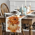 thumbnail image 5 of Sm:)e Orange Pumpkin Maple Leaf Stripes Fall Table Runner, Seasonal Autumn Kitchen Dining Table Decoration for Home Party Decor 13x108 Inch, 5 of 7