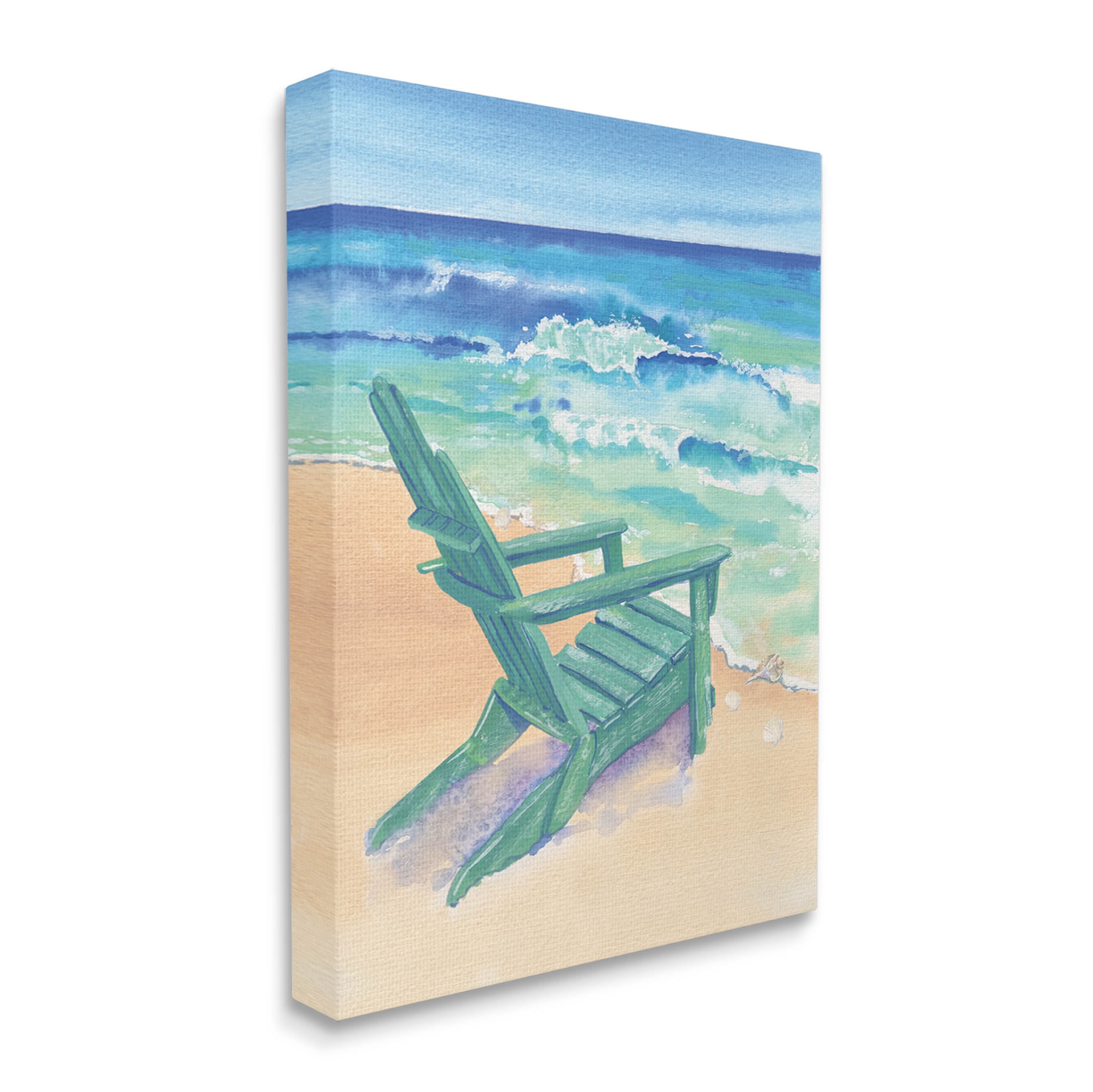 Stupell Industries Rolling Beach Waves Chair Painting Gallery Wrapped Canvas Print Wall Art, Design by Erica Christopher