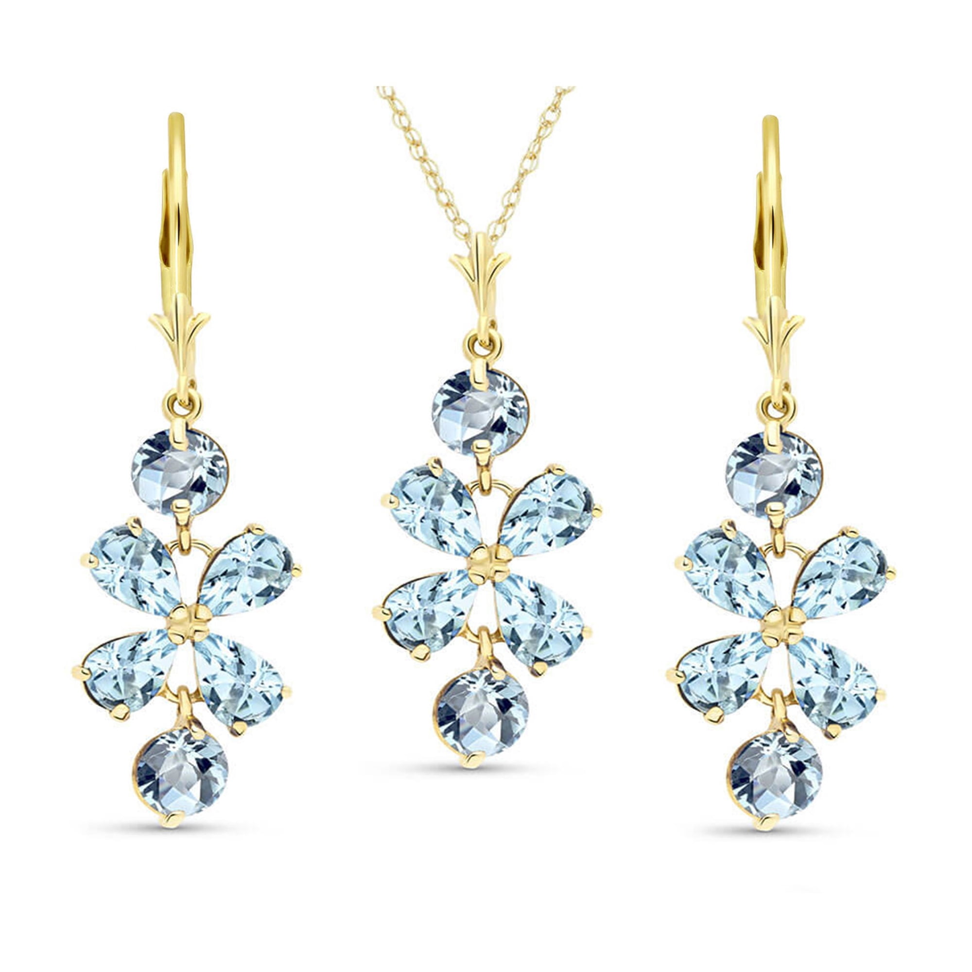 Galaxy Gold 14K Solid Gold Natural Aquamarine Earrings for Women - Yellow Gold Fine Jewelry