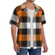 thumbnail image 2 of Fotbe Orange Plaid Camisa Estampada de Manga Corta para Hombre, Casual de Verano, Estilo Playero, Sin Arrugas-Large, 2 of 5