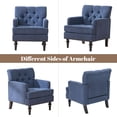 thumbnail image 4 of QuzyAor 30" Tufted Club Chair, Mid-Century Modern Accent Armchair, Corduroy with Nailhead Trim & Solid Wood Legs for Living Room Bedroom, Blue, 4 of 10