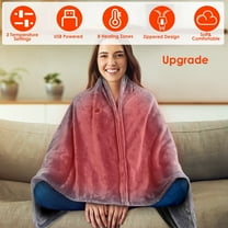 Zorpupoa USB Heated Blanket, Wearable Flannel Electric Heating Shawl, Washable for Home or Office, Grey, 59x31 Inches