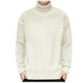 thumbnail image 2 of hotojiny Men's Pullover Winter Turtleneck Long Sleeve Knitted Sweater Comfortable Warm Thick Base Layer Textured Tops, 2 of 7