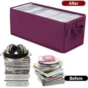 CD Storage Boxes - Pack of 2 CD Case Holder, Container holds 30 CDs in full jewel cases, 60 CDs in slim cases, and 165 discs in CD sleeves - (2pack-rose red)