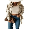 thumbnail image 2 of Womens Plaid Flannel Shirt Tops Long Sleeve Lapel Buttons Up Shacket Jacket Fall Spring Cardigan Coat, 2 of 6