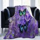 thumbnail image 5 of Manta de mariposa de felpa morada, suave y acogedora, para niños, niñas, niños y adultos, para sofá, cama, silla, oficina, dormitorio, 5 of 8