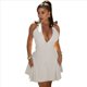 thumbnail image 1 of Vestido Corto Ajustado Sin Mangas con Cuello Halter, Solapa y Espalda Descubierta para Mujer, Plisado, con Botones Al Frente y Corte en A. M, 1 of 8