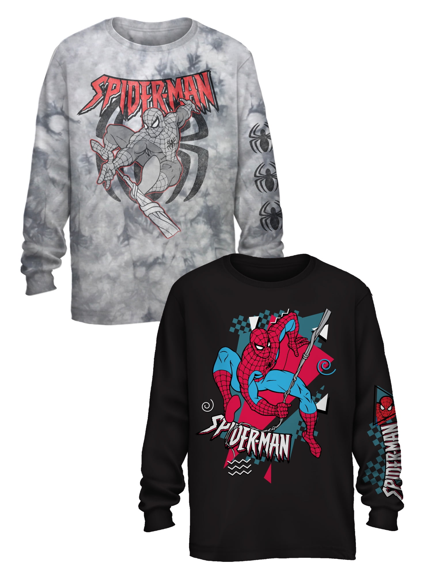 Spider-Man Boys Vintage Graphic Longsleeve T-Shirt, 2-Pack, Sizes 4-18