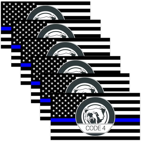 6PCS Thin Blue line Sticker Code 4, American Flag Thin Blue Line Car Decal, Police Support Stickers, for Cars Trucks Window Laptop