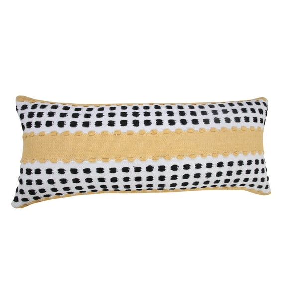 HomeRoots 517337 14 x 36 in. Yellow Striped Zippered 100 Percent Cotton Throw Pillow, Set of 2