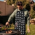 thumbnail image 4 of Black White Skull Cross Pattern Apron-Garden Aprons for Women with Pockets-Cotton Linen Waterproof Kitchen Cooking Gardening Aprons Adjustable for Kitchen,Cooking,BBQ and Salon 33x27 Inch, 4 of 7