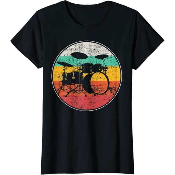 Drums Drummer Band Drumset Retro Vintage T-Shirt