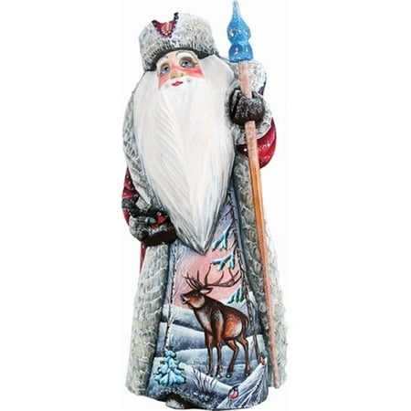 G.Debrekht 8218452 Woodcarving Merry Wonderer Santa 9 in. - Woodcarved Santa
