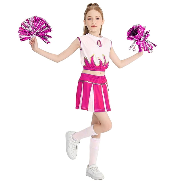 Lujianch Children Cheerleading Team Student Role Playing Stage Performance Competition Carnival Party Set Girls Outfits Sets Size 8-9 Years