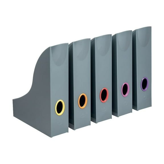 Durable VARICOLOR Plastic Magazine Racks Gray/Multicolor 5/Pack (770657)