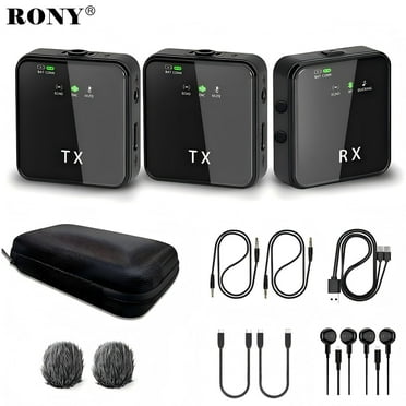 RONY 160ft Dual Wireless Lavalier Lapel Microphone Compatible with iPhone Camera Android Laptop, Noise Canceling Mini Lapel Mic