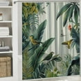 thumbnail image 6 of Orinice Tropical Leaves Shower Curtain Green Gold Palm Leaf Hummingbird Jungle Rainforest Monstera Banana Leaf Forest Botanical Rustic Bathroom Decor Set with Hooks  60x72, 6 of 7