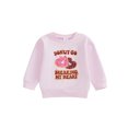 thumbnail image 1 of Gupgi Chandail en Molleton Fille Tout-Petit Saint-Valentin Lettre Donut Cœur Imprimé Manches Longues Col Rond Pull, 1 of 9