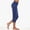 Blue, variant on Women's Solid Stretch Button Yoga Capri Leggings, Slim Form Fitting Design, High Elastic 7/8 Workout Cropped Pants White M