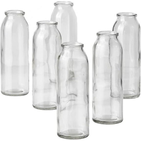 Set of 6 Clear Glass Bud Vases – Ideal for Centerpieces at Weddings and Events – 6.25” Tall & 2” Diameter – Elegant Flower Vases for Home Decor