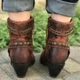 thumbnail image 4 of asdoklhq Womens Casual Shoes,Women Shoes Breathable Chunky High Heels Retro Zipper Short Boots, 4 of 6