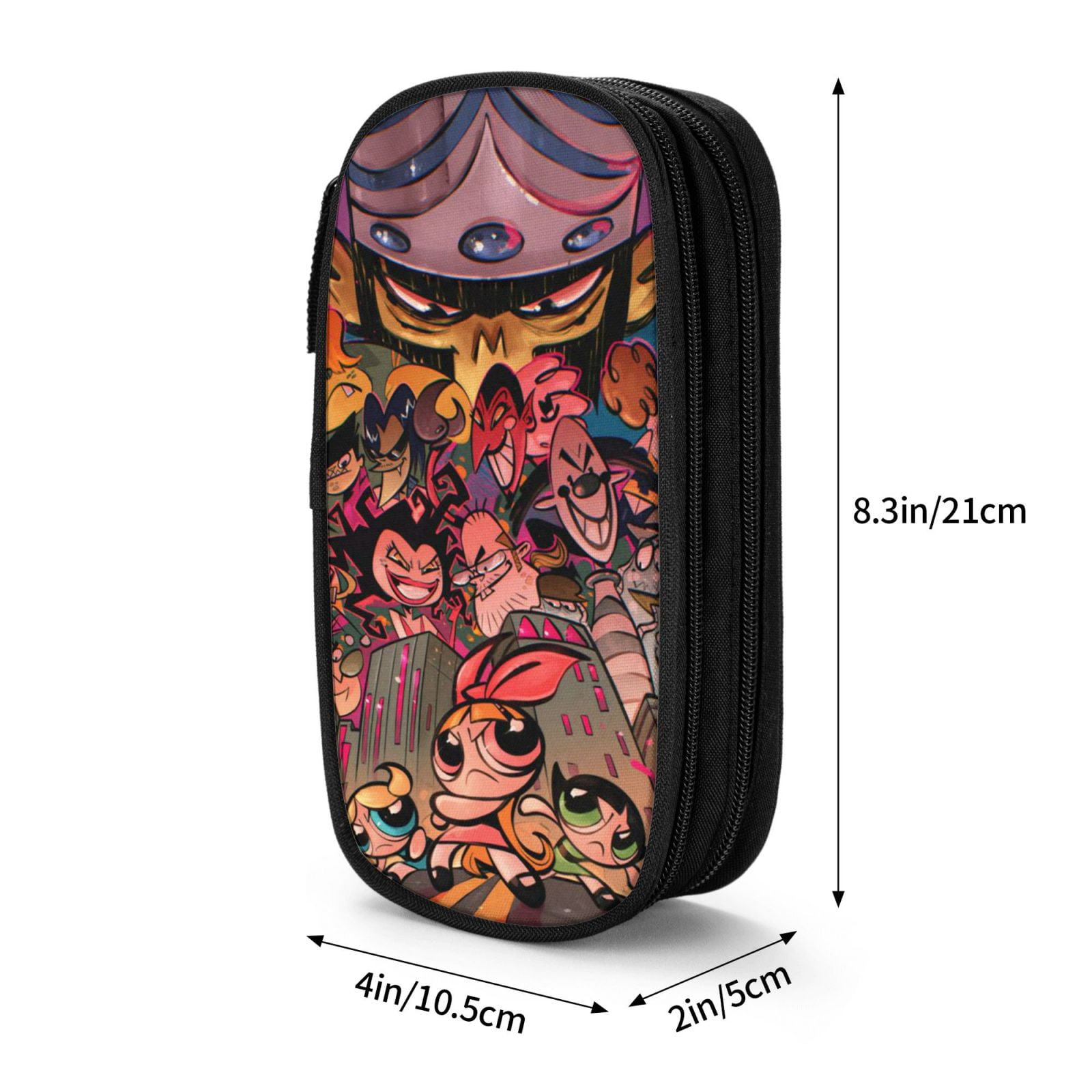 The Powerpuff Gi-rls Pencil Case Large Capacity Pencil Pouch Pen Bag Office Stationery Organizer Travel Makeup Bag Black