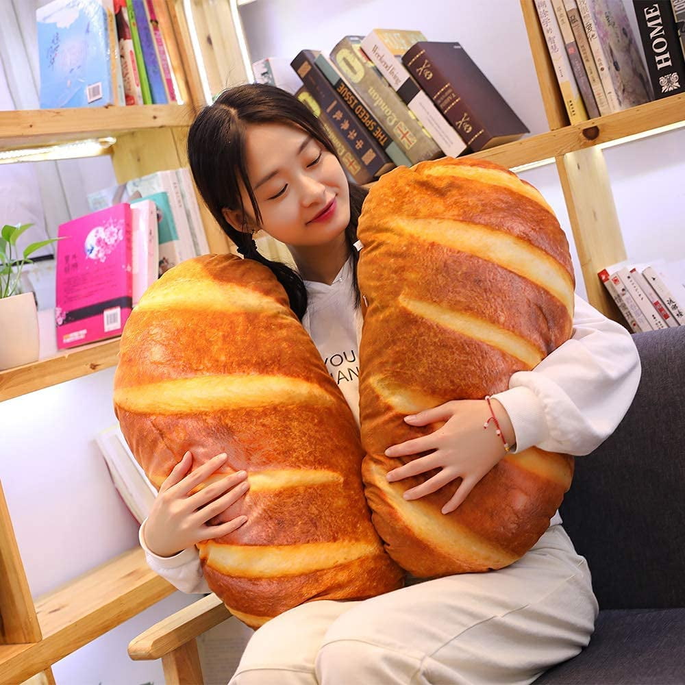 3D Simulation Toast Bread Shape Seat Cushion Soft Stuffed Pillow